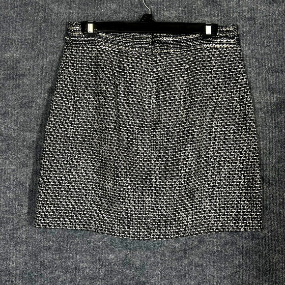 Loft Tweed Mini Skirt Womens 6 Black Silver Metallic Business Casual Sexy Short - Picture 6 of 11